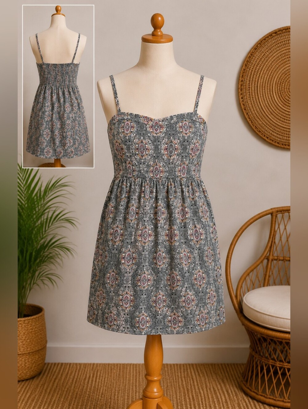 Torrid Size 4X Multicolor Medallion Print Strappy Fit Flare Boho Dress Midi